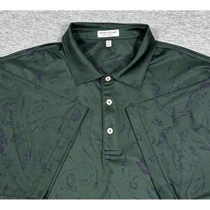 Peter Millar Polo Shirt Mens XL Green Summer Comfort Paisley Performance Golf